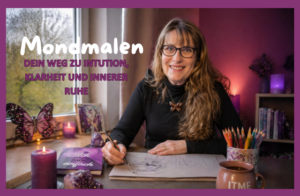 Frau beim Mondmalen am Fenster, zeichnet intuitiv Linien bei ruhiger Atmosphäre, Symbol für innere Ruhe, Klarheit und Verbindung zur eigenen Intuition